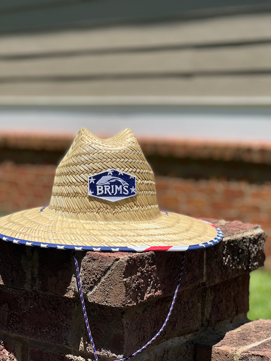 Keys Under Brim Straw Hat | Blackout American Flag | Red