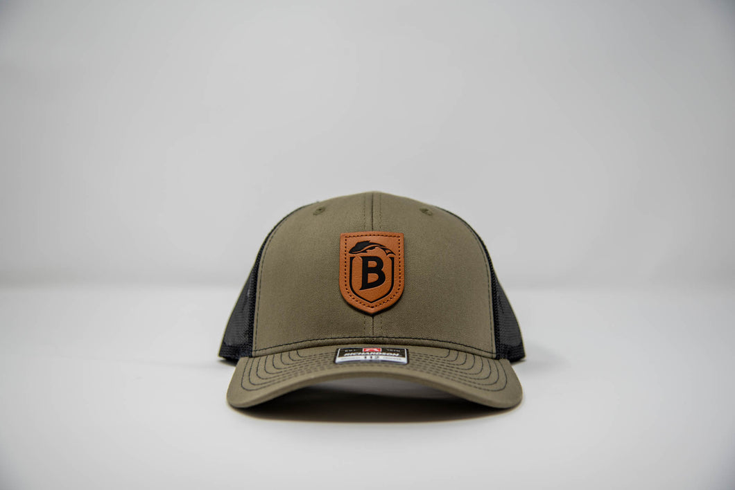 Brims Leather Logo Trucker Hat